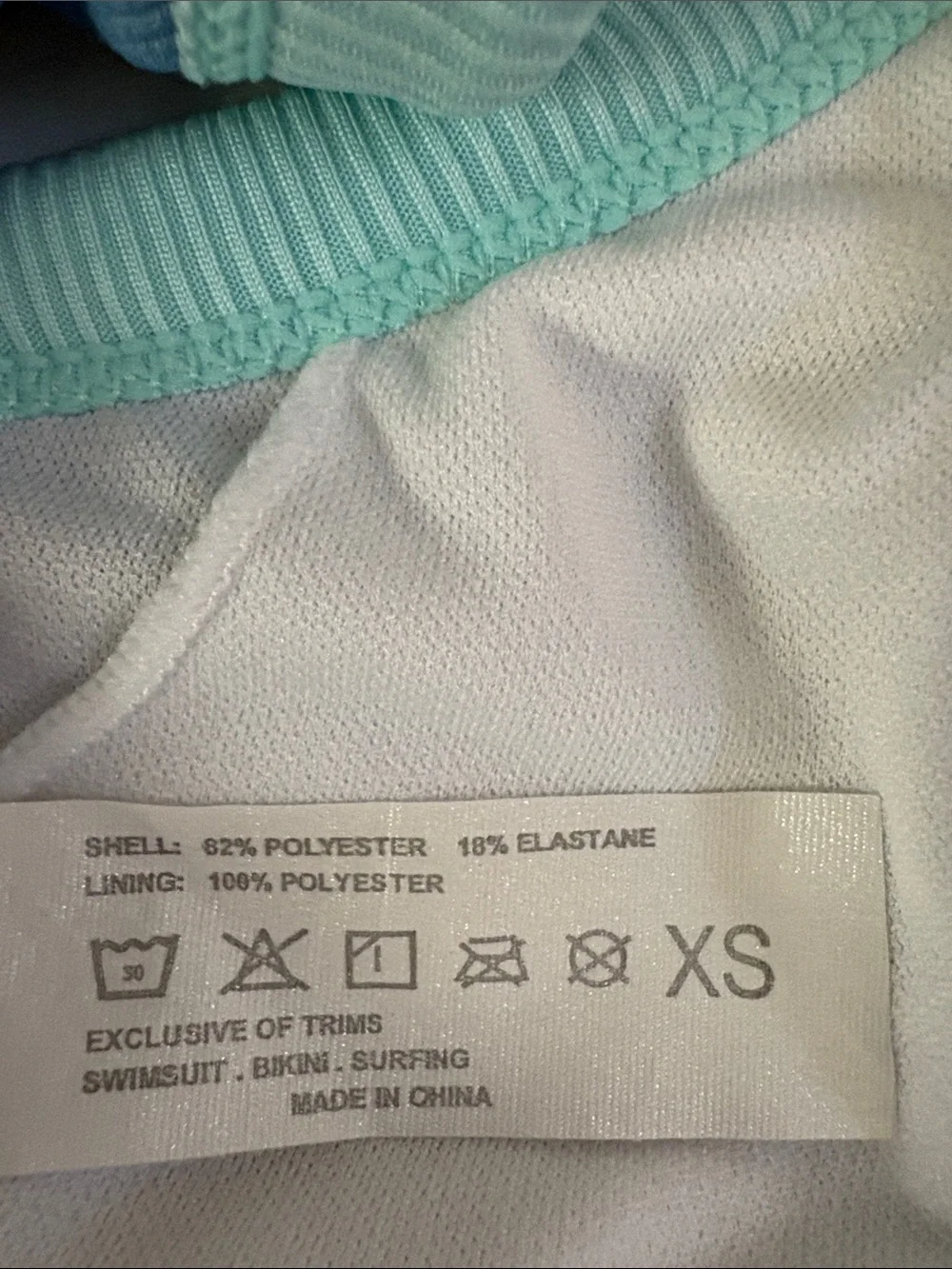 Blue Two-Piece Ribbed Bikini with Mint Trim bra pads‎ extra small